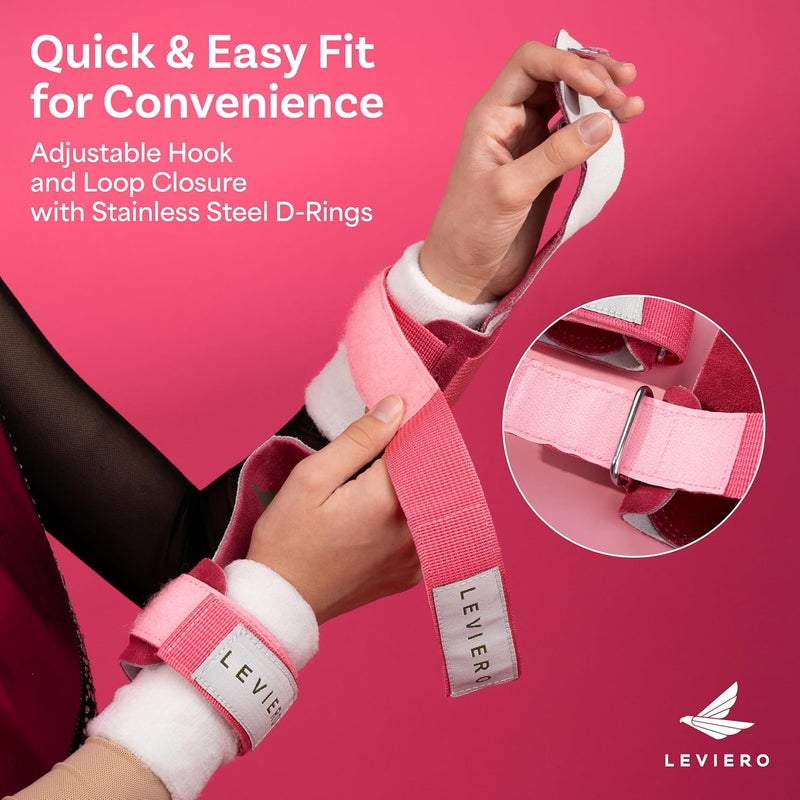 LEVIERO Gymnastics Grips Set Narrow Nippers, Grips for Gymnastics Girls, Dowel Grips with Soft Leather, Hook and Loop Wrist Straps, and Adjustable Finger Holes, for All Ages - Image 3